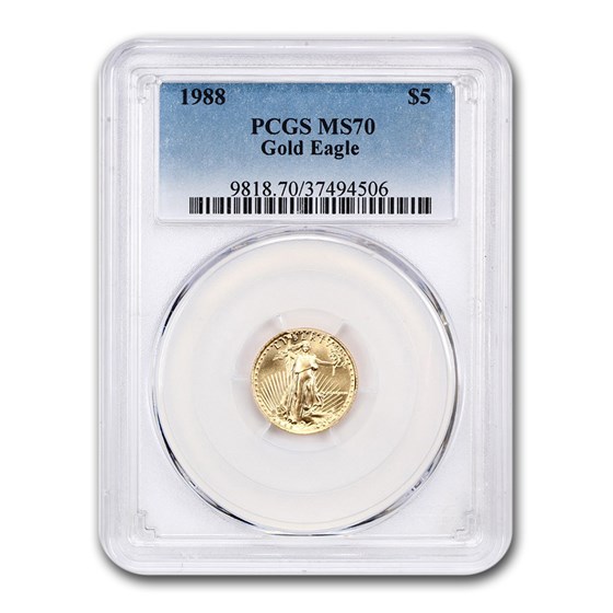 1988 1/10 oz Gold American Eagle MS-70 PCGS 1988 1/10 oz Gold American Eagle MS-70 PCGS